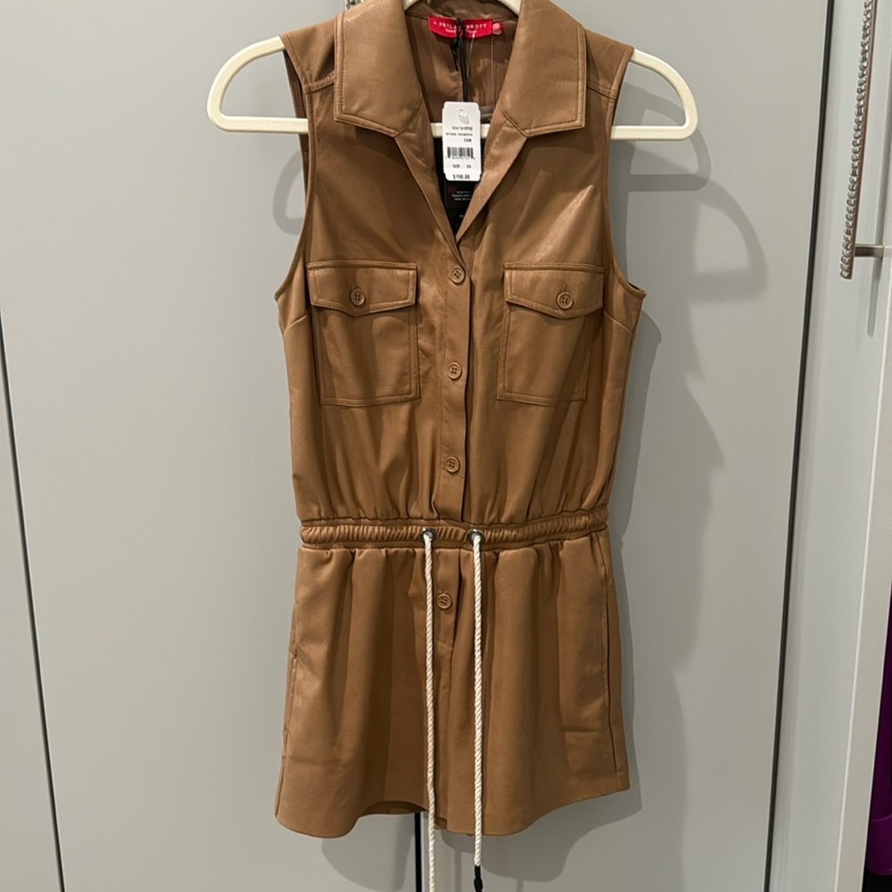 N:PHILANTHROPY STOKE FAUX LEATHER ROMPER  SIZE  XS